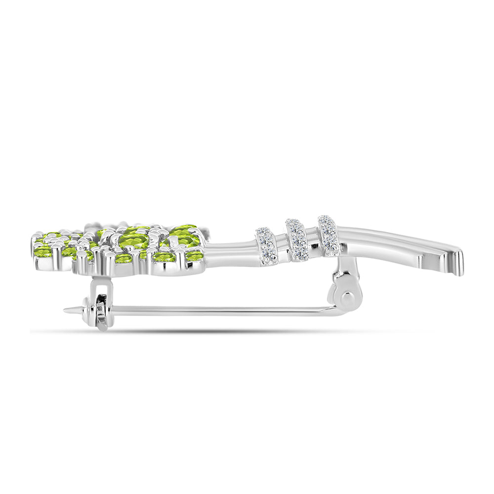 Silberbrosche mit Peridot aus Changbai und weißem Topas 2 