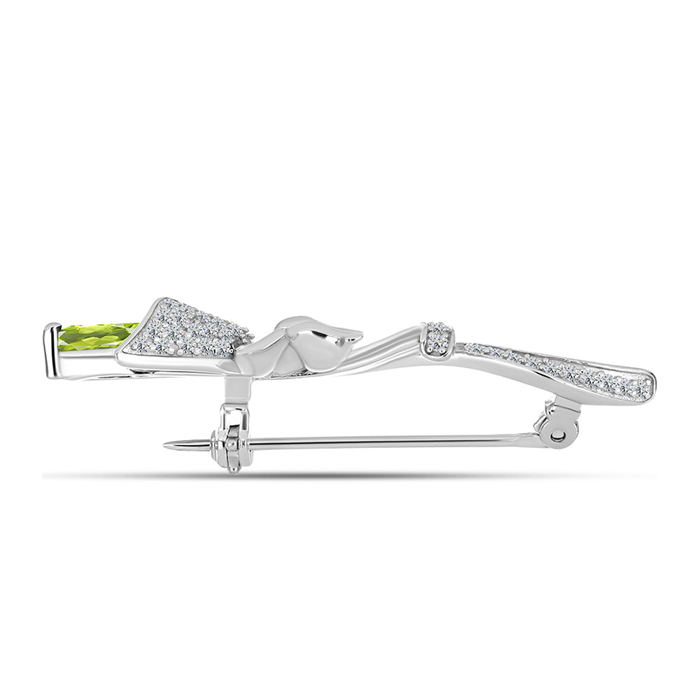Silberbrosche mit Peridot aus Changbai und weißem Topas 2 