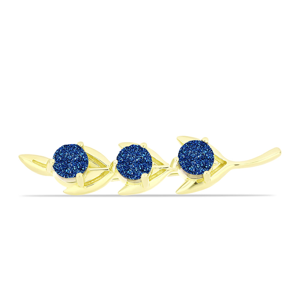 Goldplattierte Silberbrosche mit blauer Druse 1 