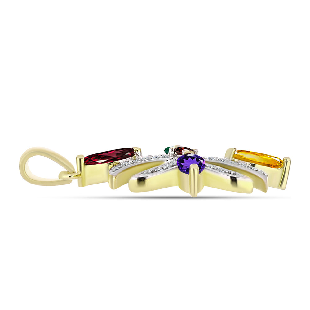 Goldplattierter Silberanhänger mit marokkanischem Amethyst und Zitrin aus dem Ural