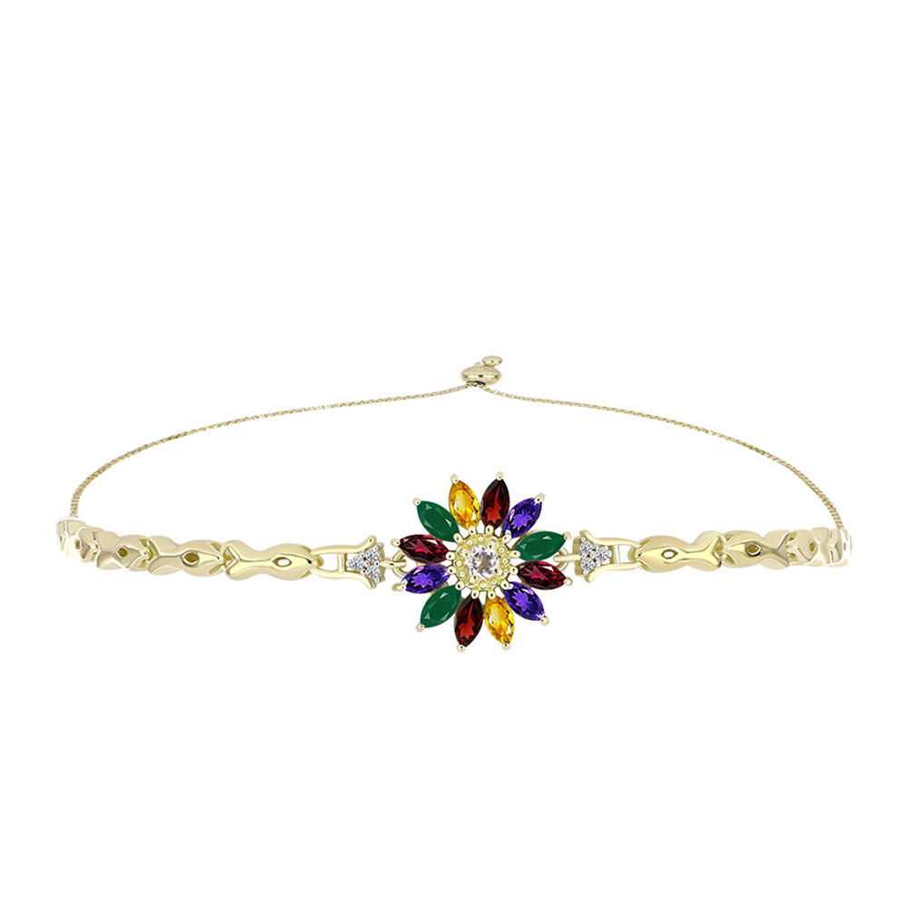 Goldplattiertes Silberarmband mit marokkanischem Amethyst und Zitrin aus dem Ural 1 