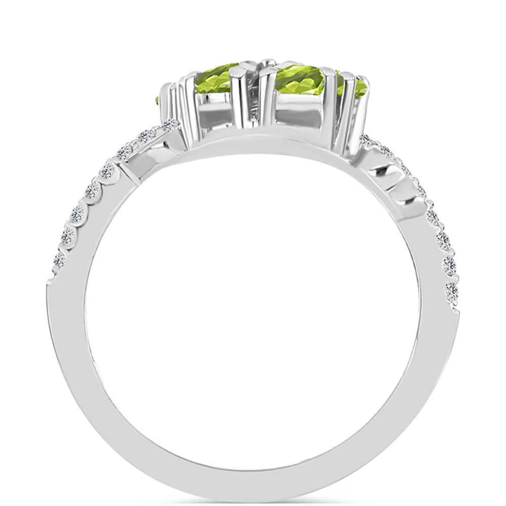 Silberring mit Peridot aus Changbai und weißem Topas