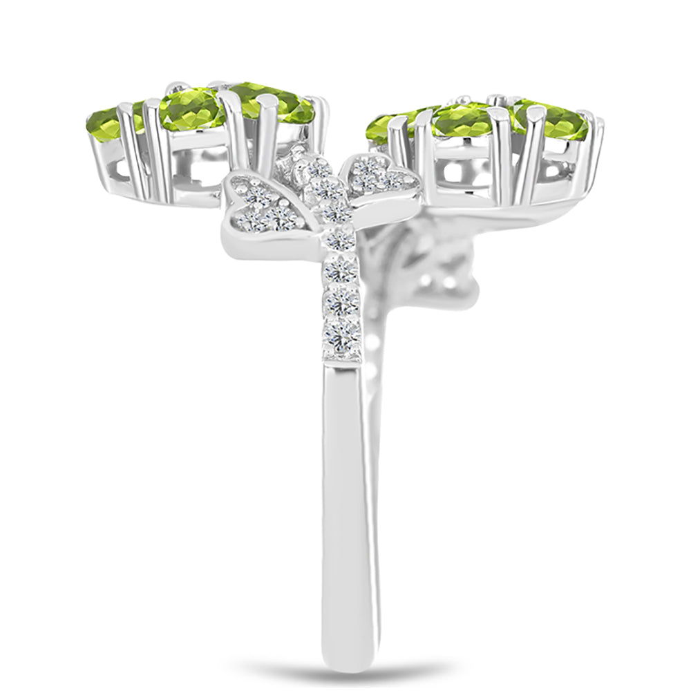 Silberring mit Peridot aus Changbai und weißem Topas