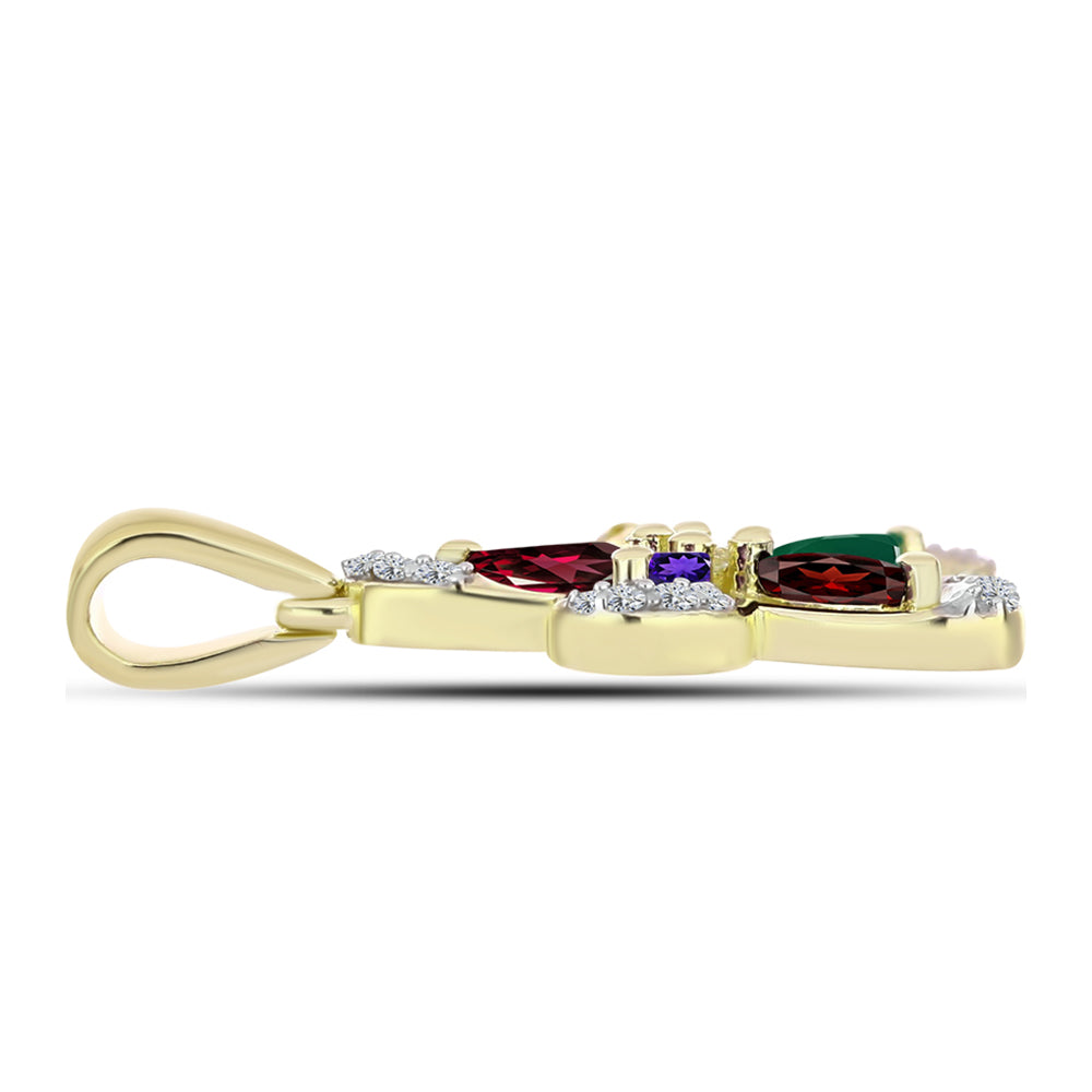 Goldplattierter Silberanhänger mit marokkanischem Amethyst und Zitrin aus dem Ural
