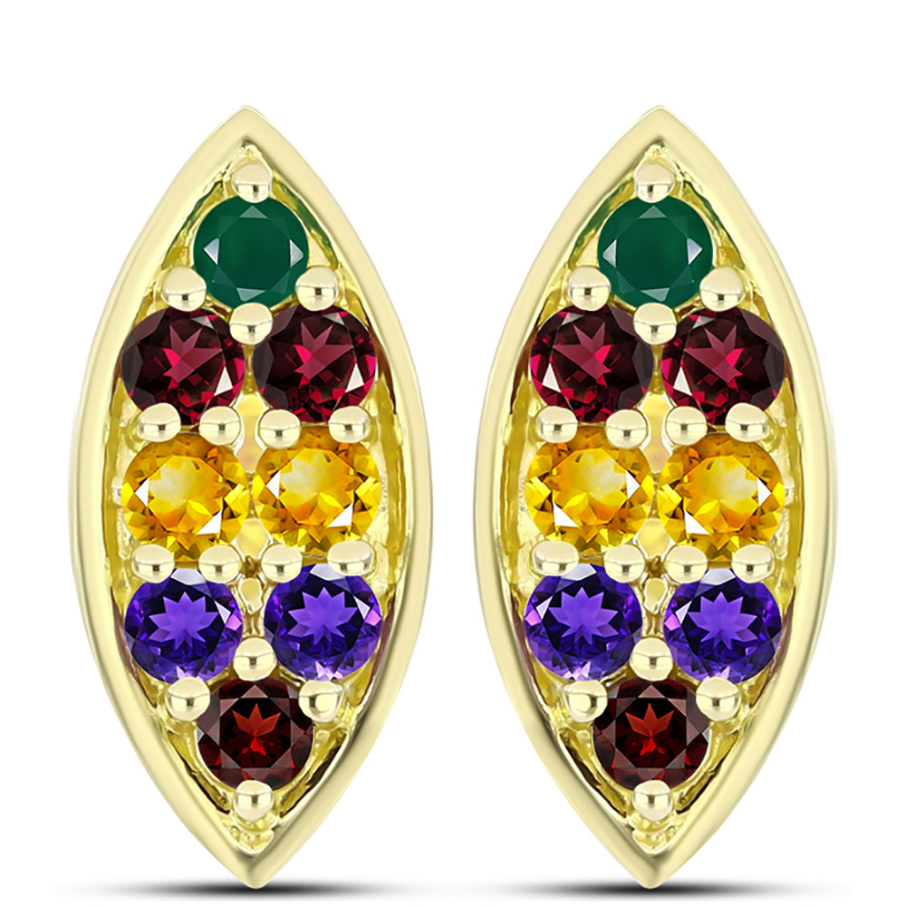 Goldplattierte Silberohrringe mit marokkanischem Amethyst und Zitrin aus dem Ural