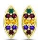 Goldplattierte Silberohrringe mit marokkanischem Amethyst und Zitrin aus dem Ural