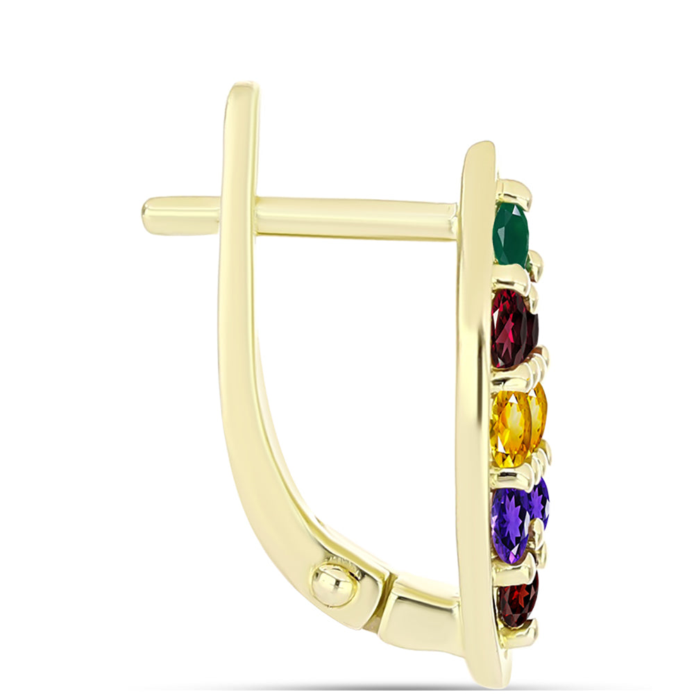 Goldplattierte Silberohrringe mit marokkanischem Amethyst und Zitrin aus dem Ural 2 