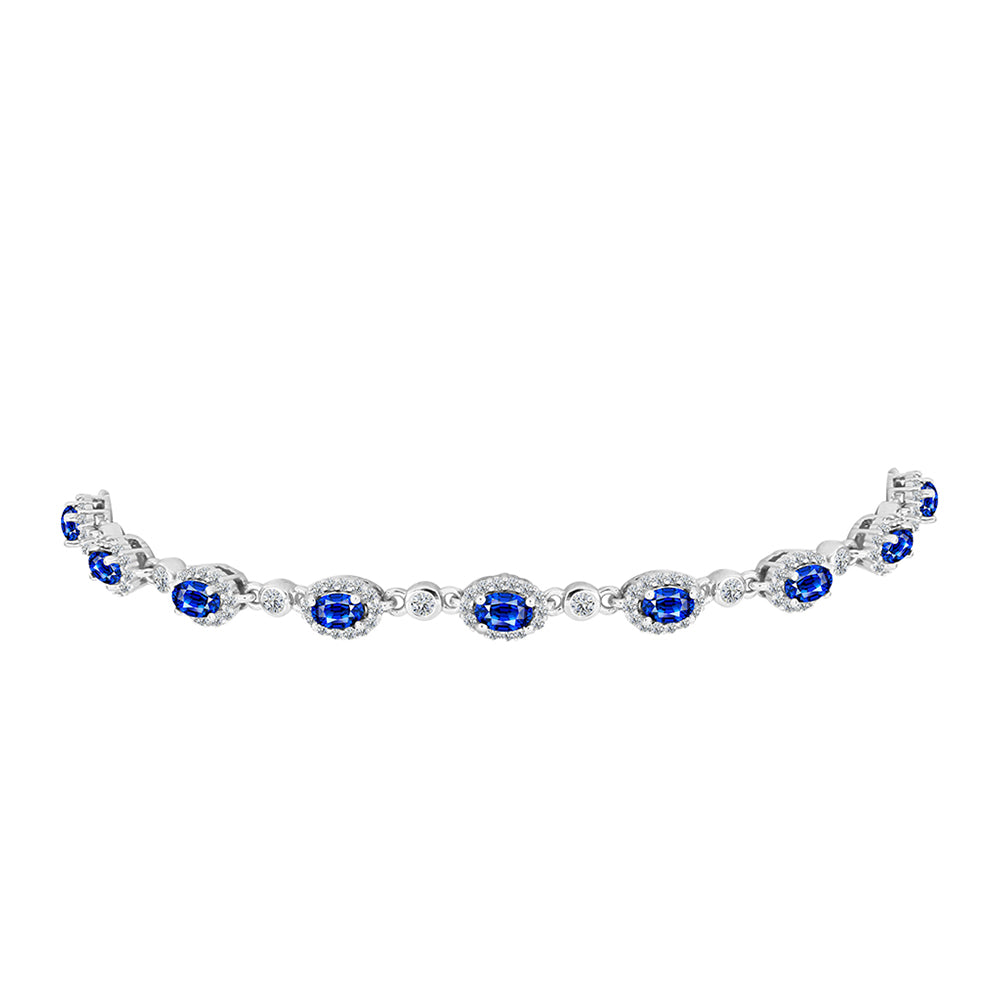 Silberarmband mit australischem blauem Saphir und weißem Topas 1 