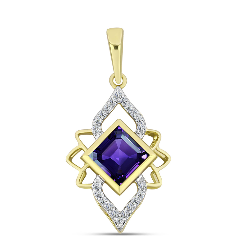 Goldplattierter Silberanhänger mit marokkanischem Amethyst und weißem Topas