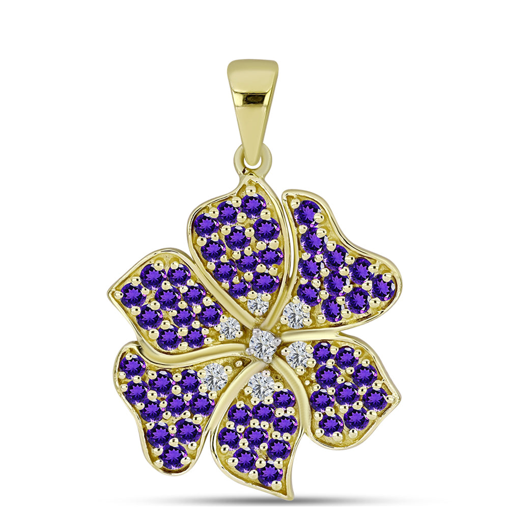 Goldplattierter Silberanhänger mit marokkanischem Amethyst und weißem Topas 1 