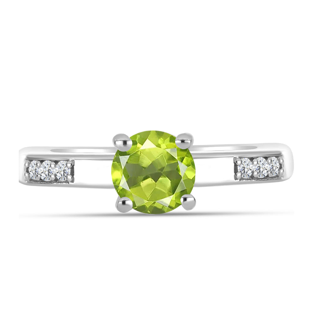 Silberring mit Peridot aus Changbai und weißem Topas