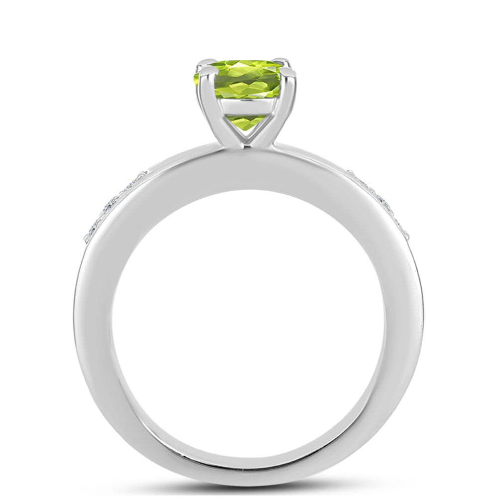 Silberring mit Peridot aus Changbai und weißem Topas 2 
