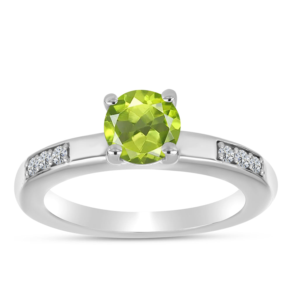 Silberring mit Peridot aus Changbai und weißem Topas