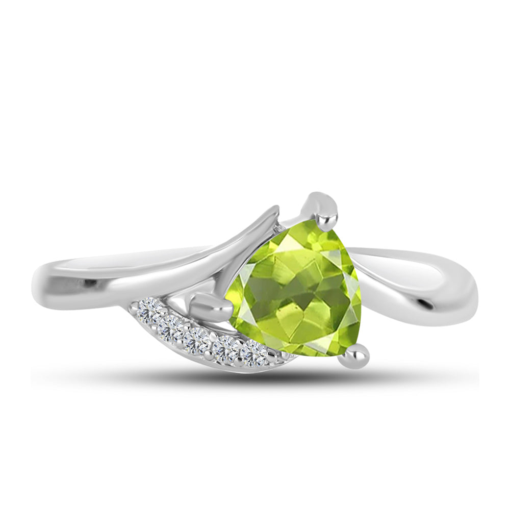 Silberring mit Peridot aus Changbai und weißem Topas 1 