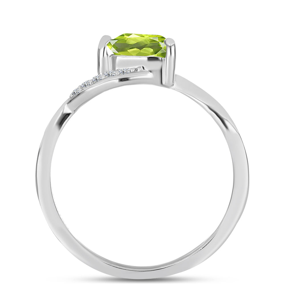Silberring mit Peridot aus Changbai und weißem Topas 2 