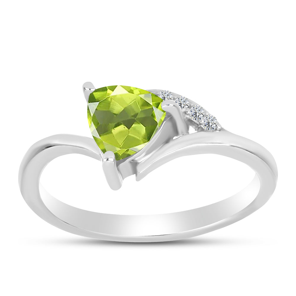 Silberring mit Peridot aus Changbai und weißem Topas 3 