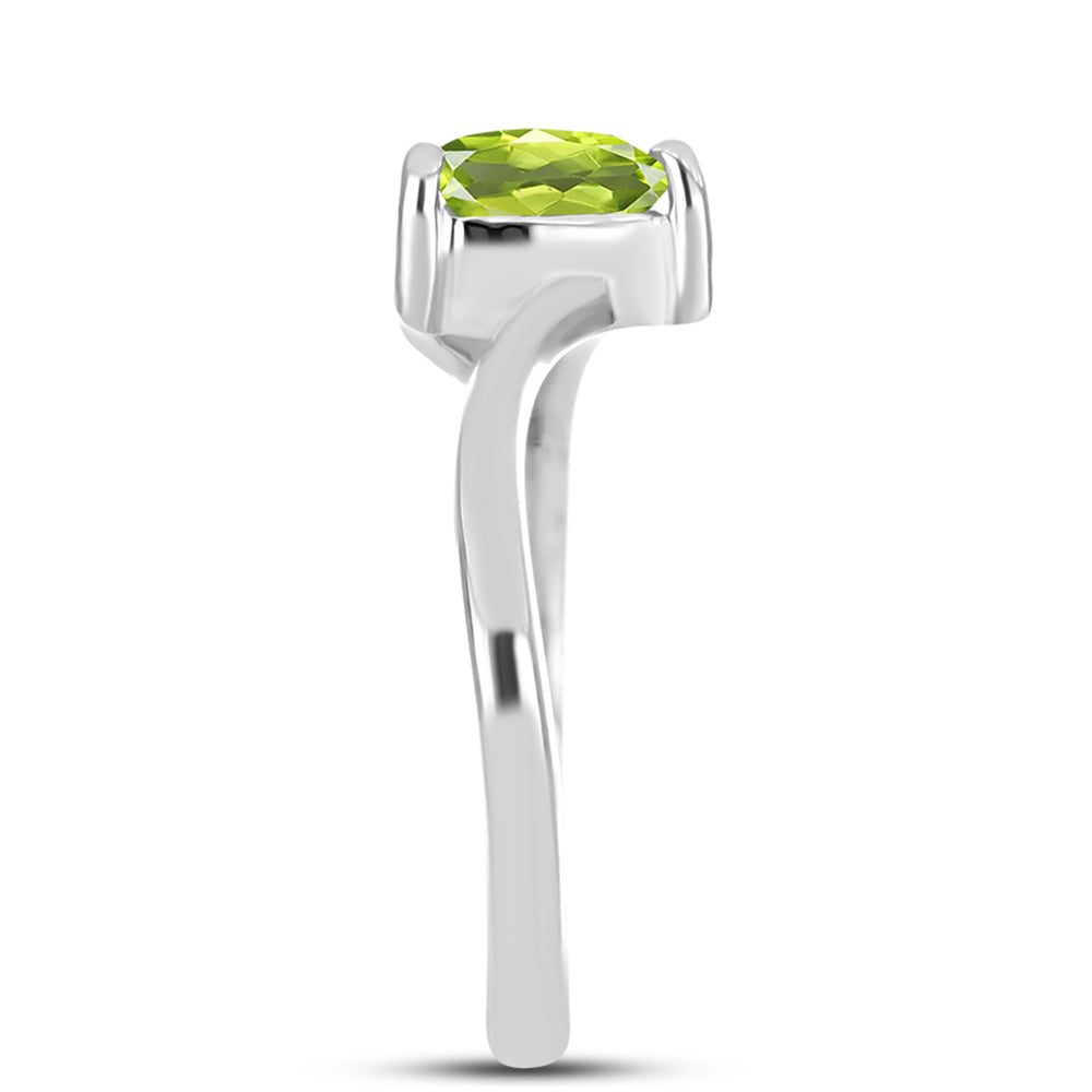 Silberring mit Peridot aus Changbai und weißem Topas