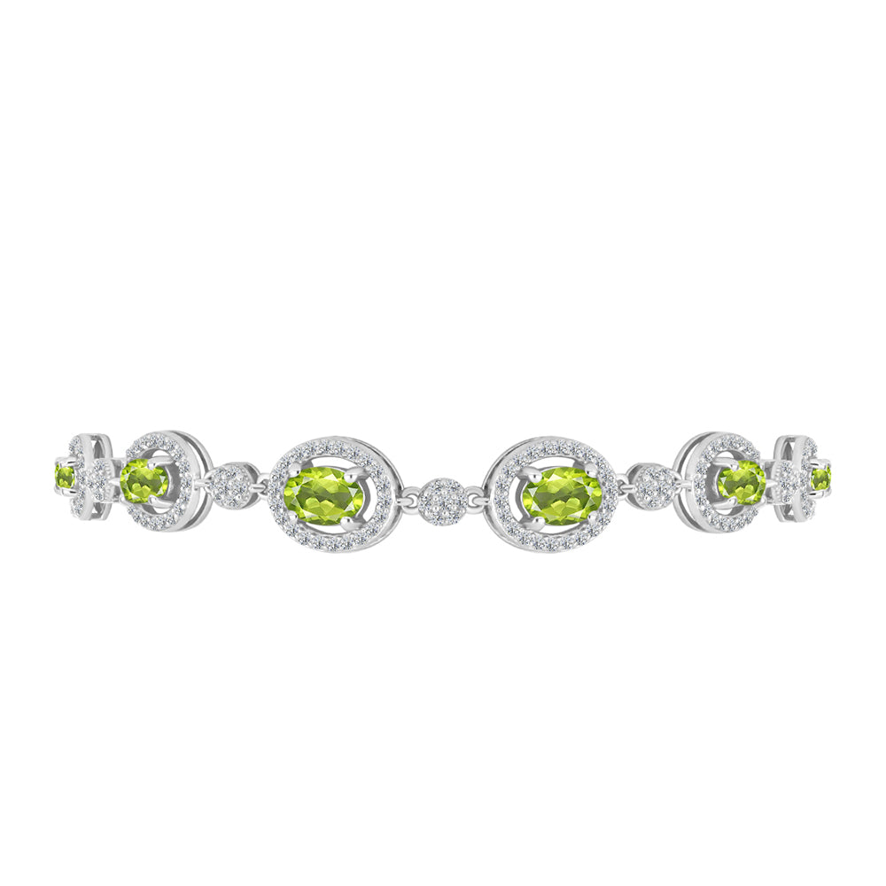 Silberarmband mit Peridot aus Changbai und weißem Topas