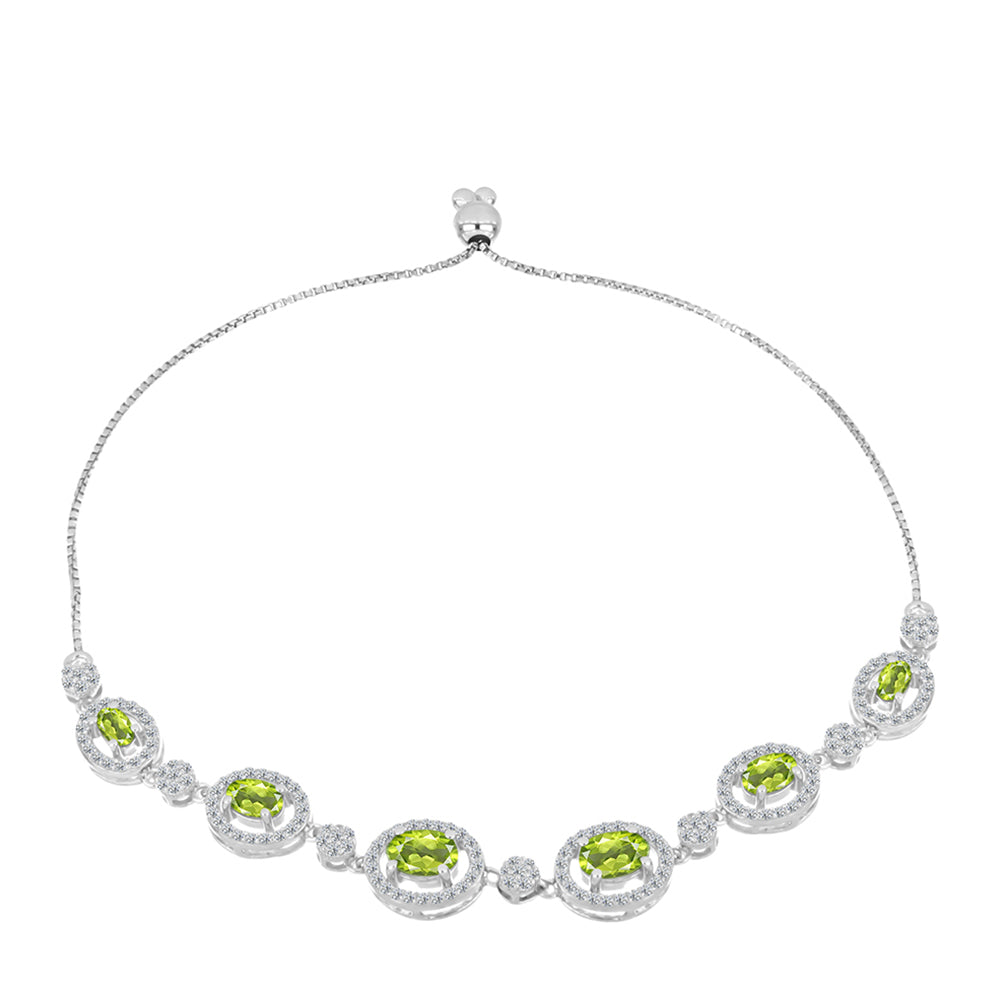 Silberarmband mit Peridot aus Changbai und weißem Topas