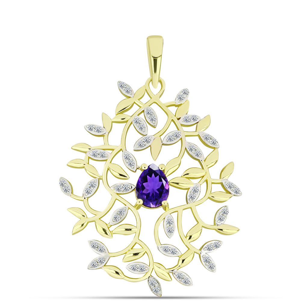 Goldplattierter Silberanhänger mit marokkanischem Amethyst und weißem Topas