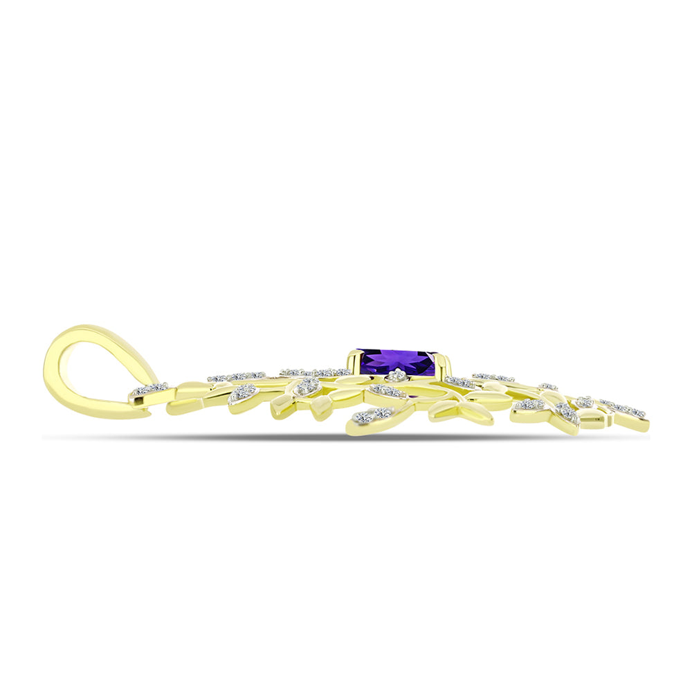 Goldplattierter Silberanhänger mit marokkanischem Amethyst und weißem Topas 2 