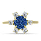 Goldplattierter Silberring mit blauer Druse und weißem Topas
