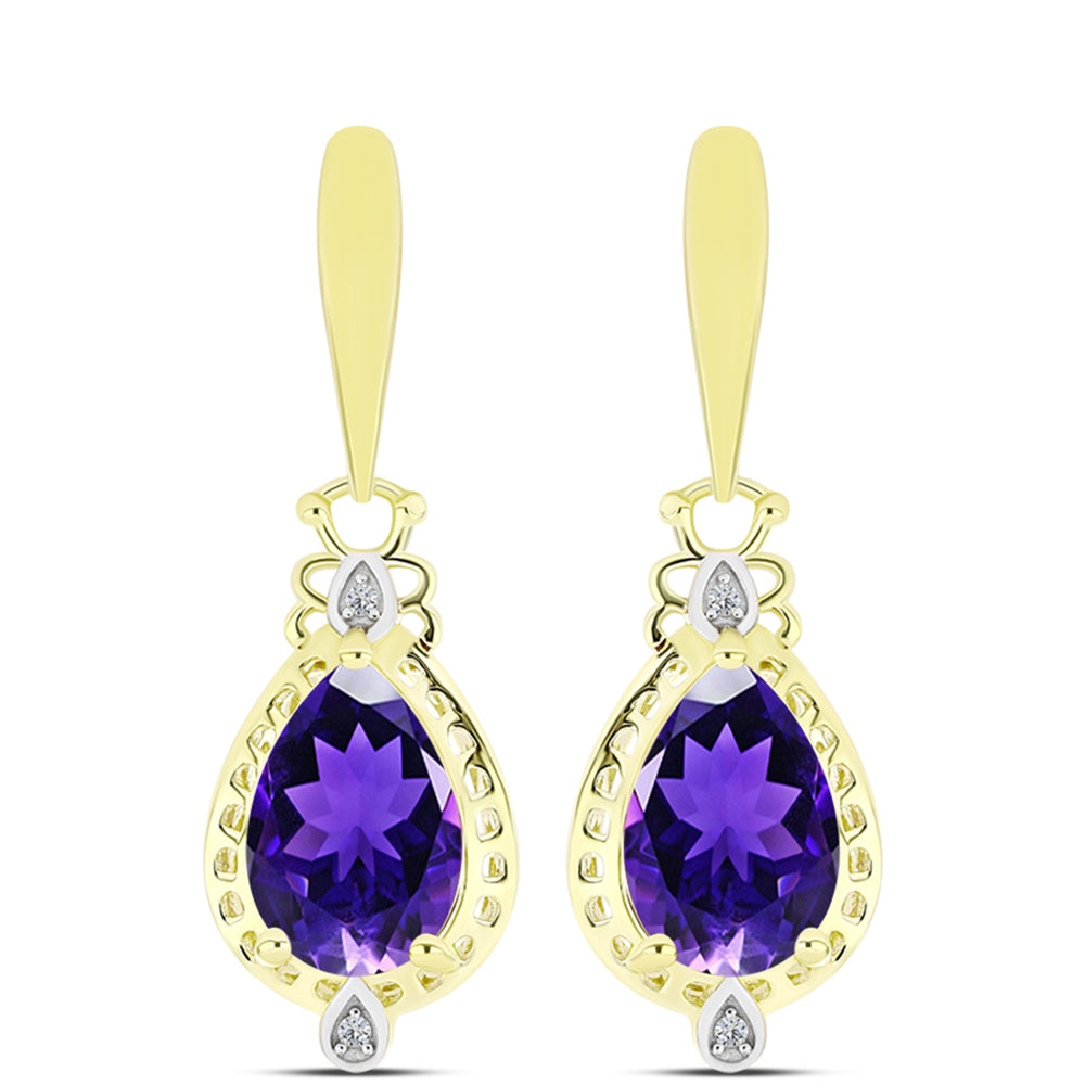 Goldplattierte Silberohrringe mit marokkanischem Amethyst und weißem Topas 1 