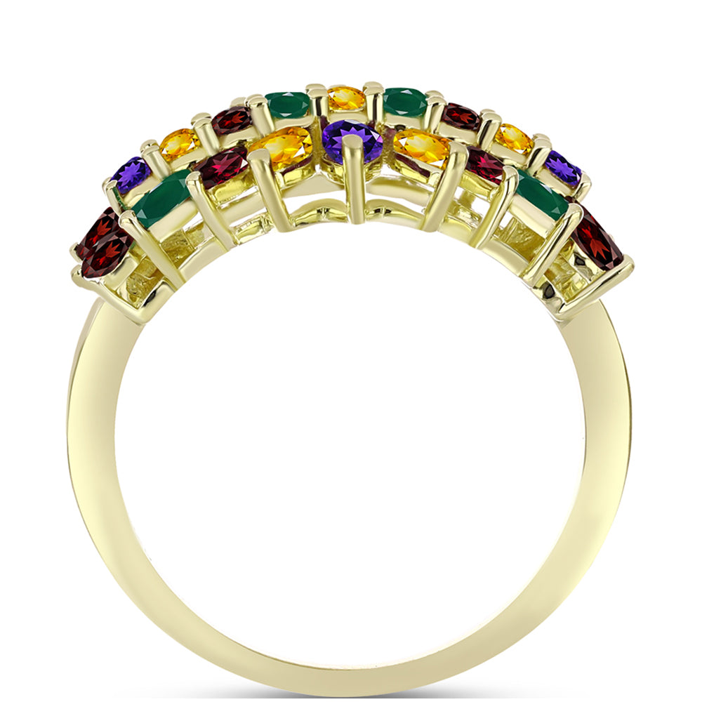 Goldplattierter Silberring mit marokkanischem Amethyst und Zitrin aus dem Ural