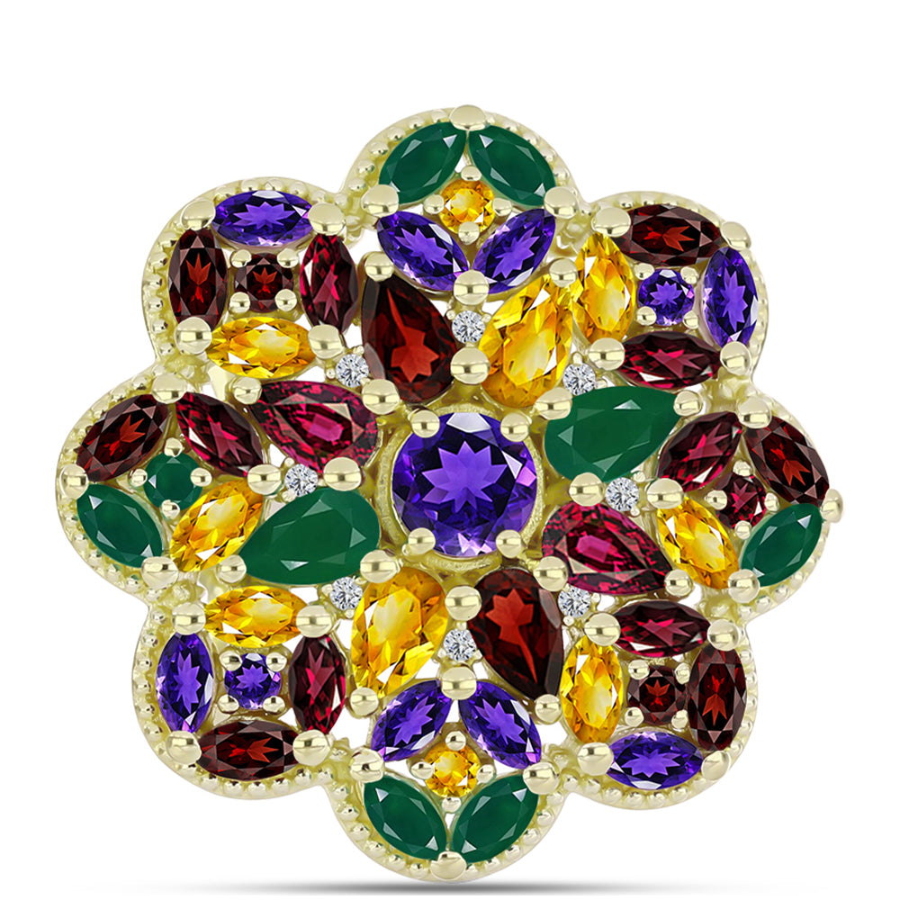 Goldplattierter Silberring mit marokkanischem Amethyst und Zitrin aus dem Ural 1 