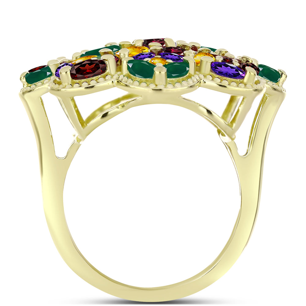 Goldplattierter Silberring mit marokkanischem Amethyst und Zitrin aus dem Ural 2 