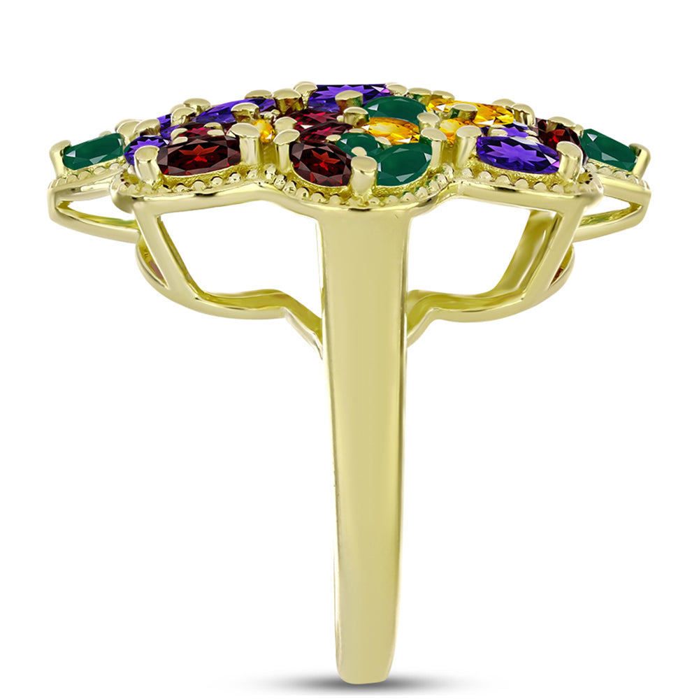 Goldplattierter Silberring mit marokkanischem Amethyst und Zitrin aus dem Ural 4 