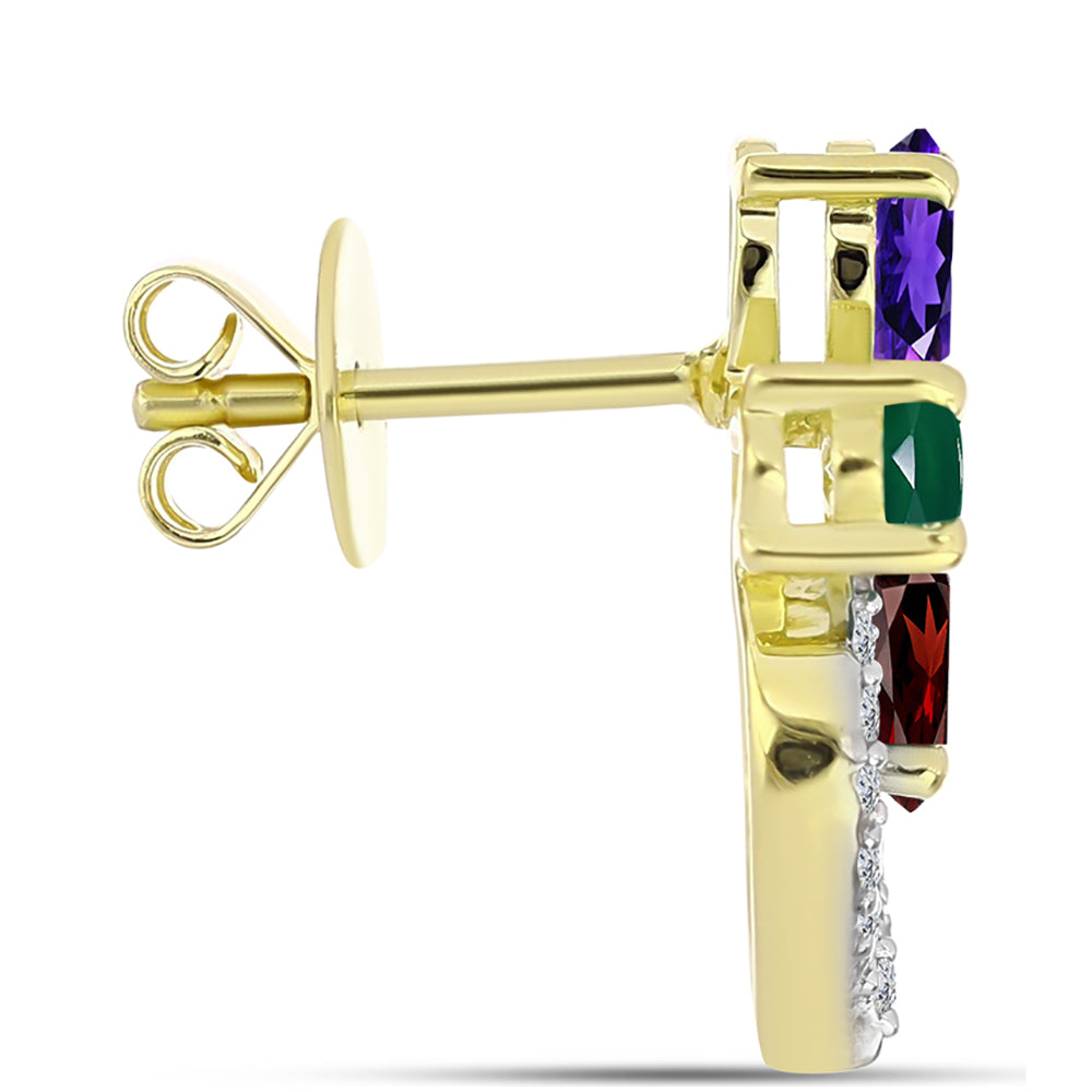 Goldplattierte Silberohrringe mit marokkanischem Amethyst und Zitrin aus dem Ural