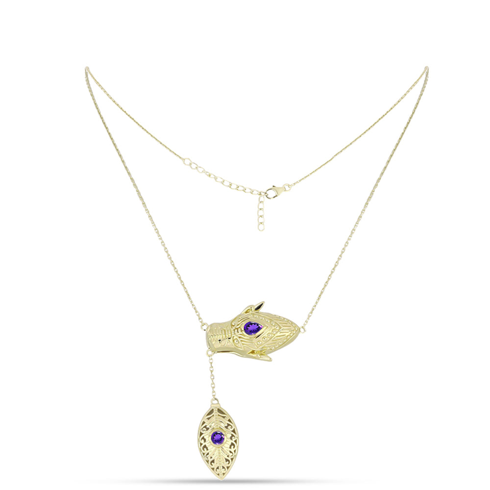 Goldplattierte Silberhalskette mit marokkanischem Amethyst