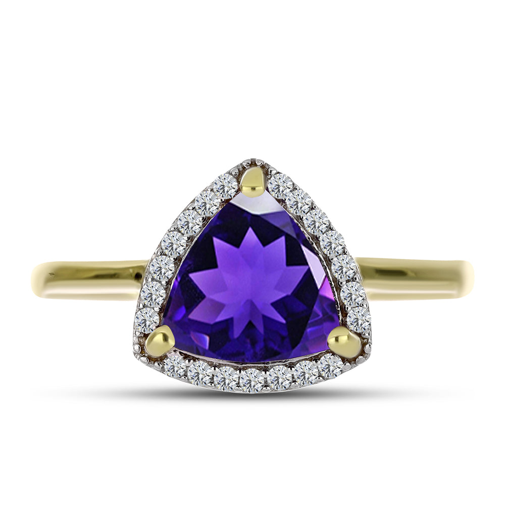 Goldplattierter Silberring mit marokkanischem Amethyst und weißem Topas