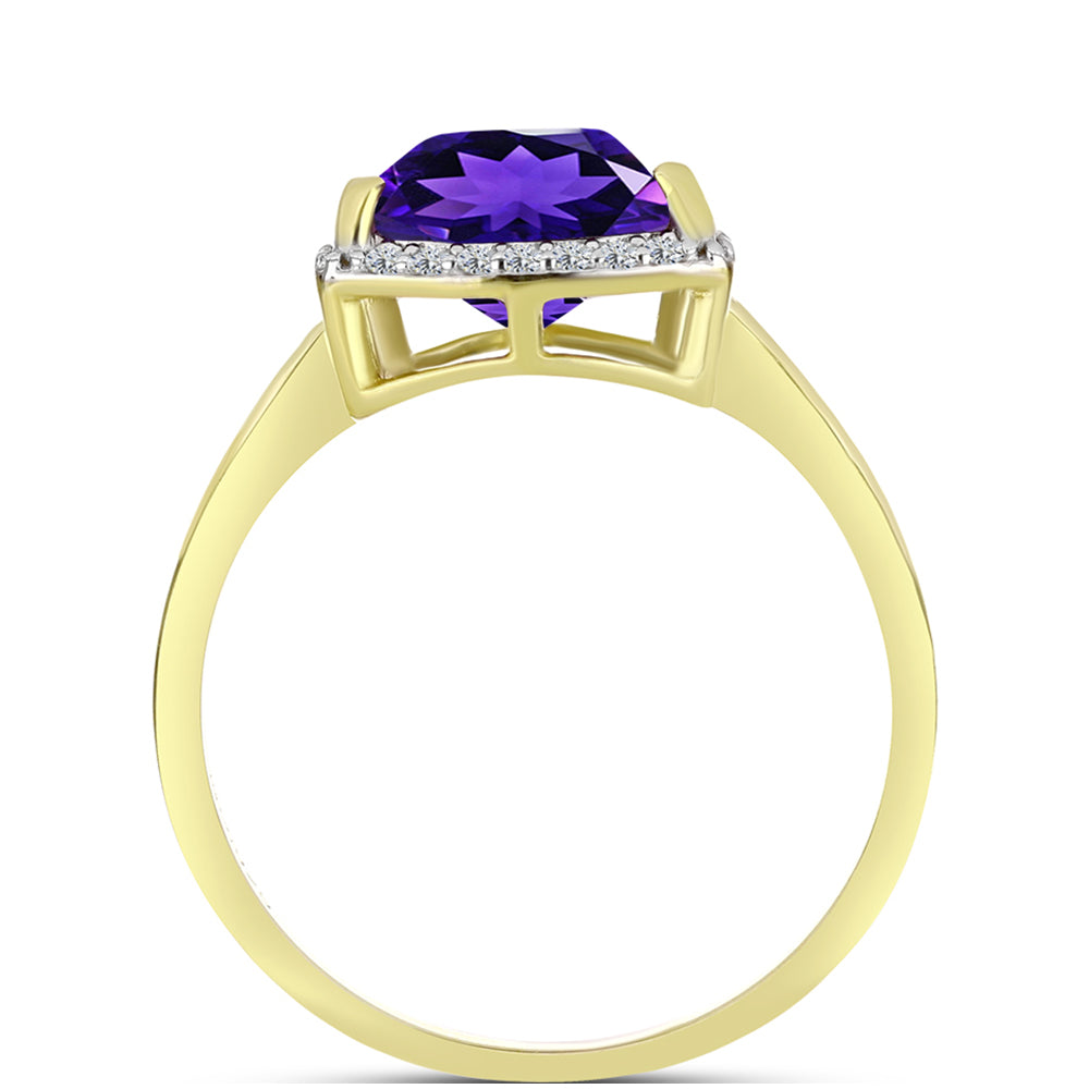 Goldplattierter Silberring mit marokkanischem Amethyst und weißem Topas