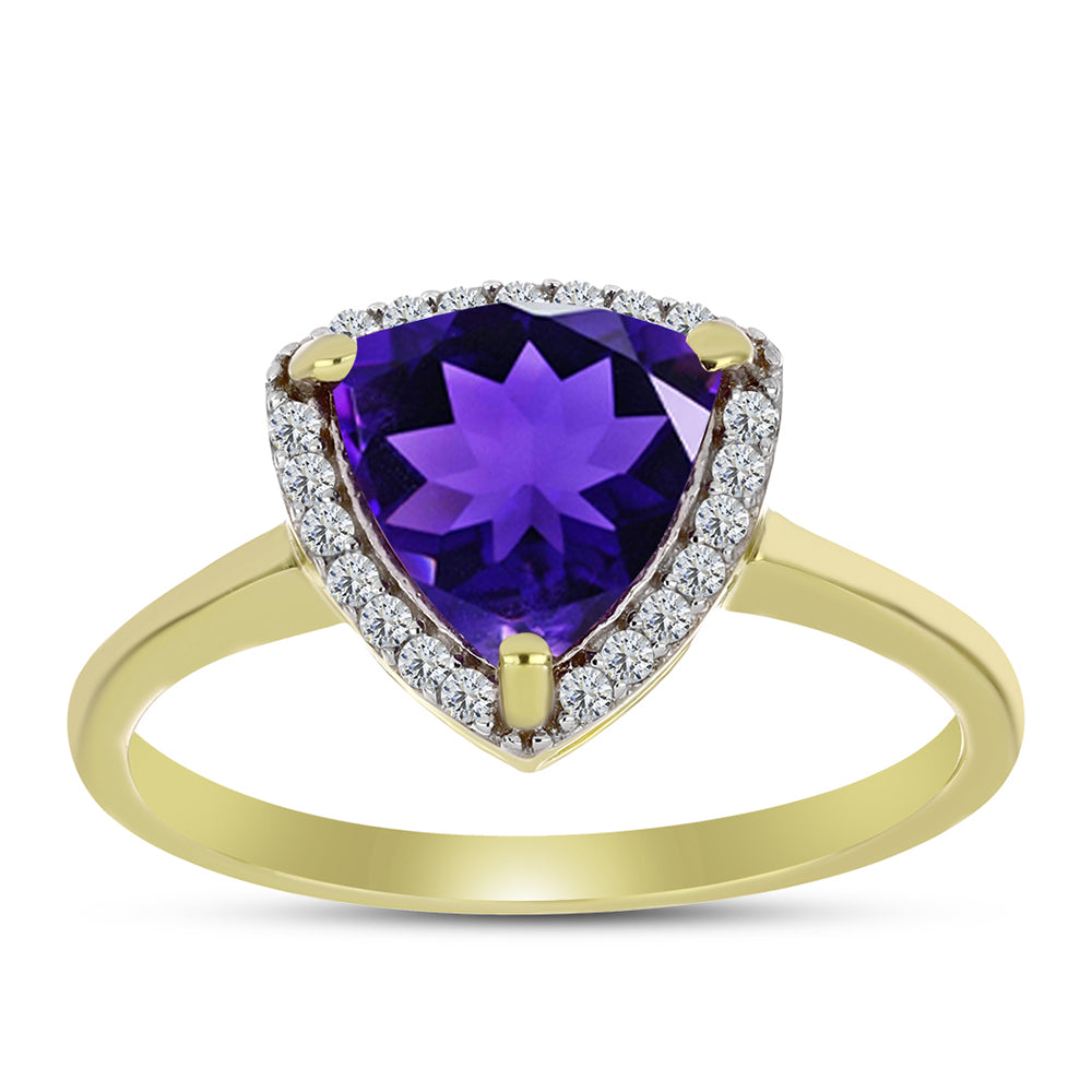Goldplattierter Silberring mit marokkanischem Amethyst und weißem Topas