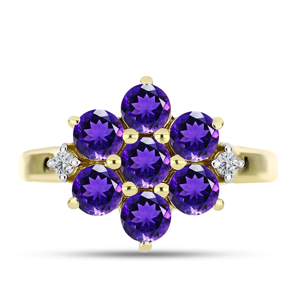 Goldplattierter Silberring mit marokkanischem Amethyst und weißem Topas