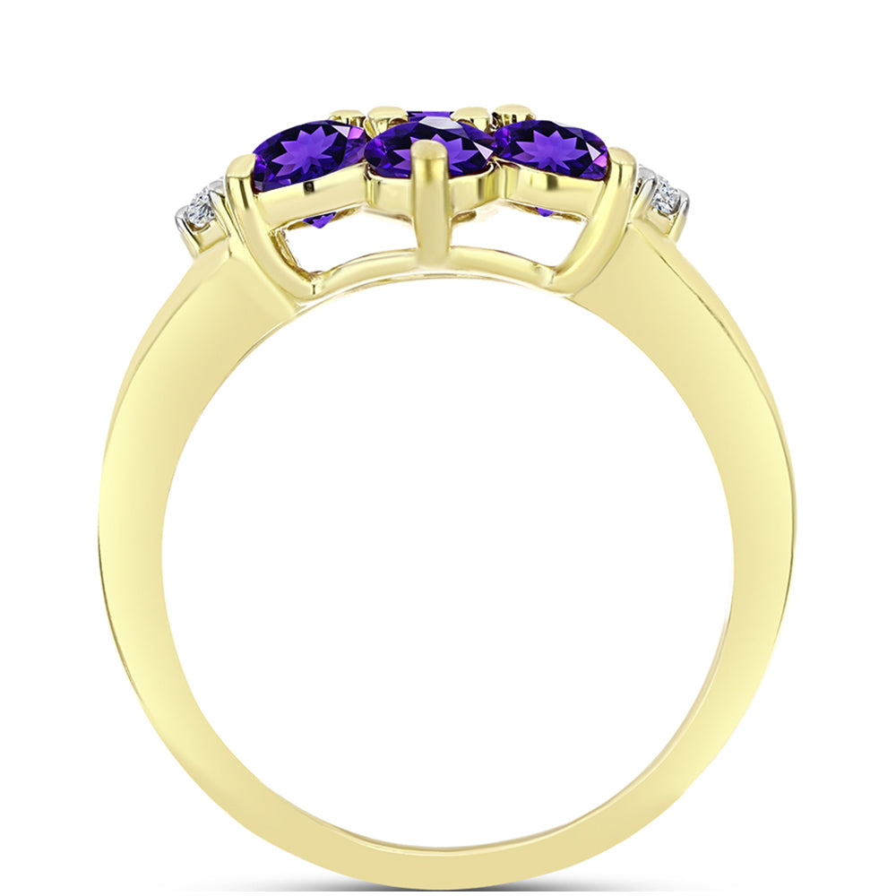 Goldplattierter Silberring mit marokkanischem Amethyst und weißem Topas