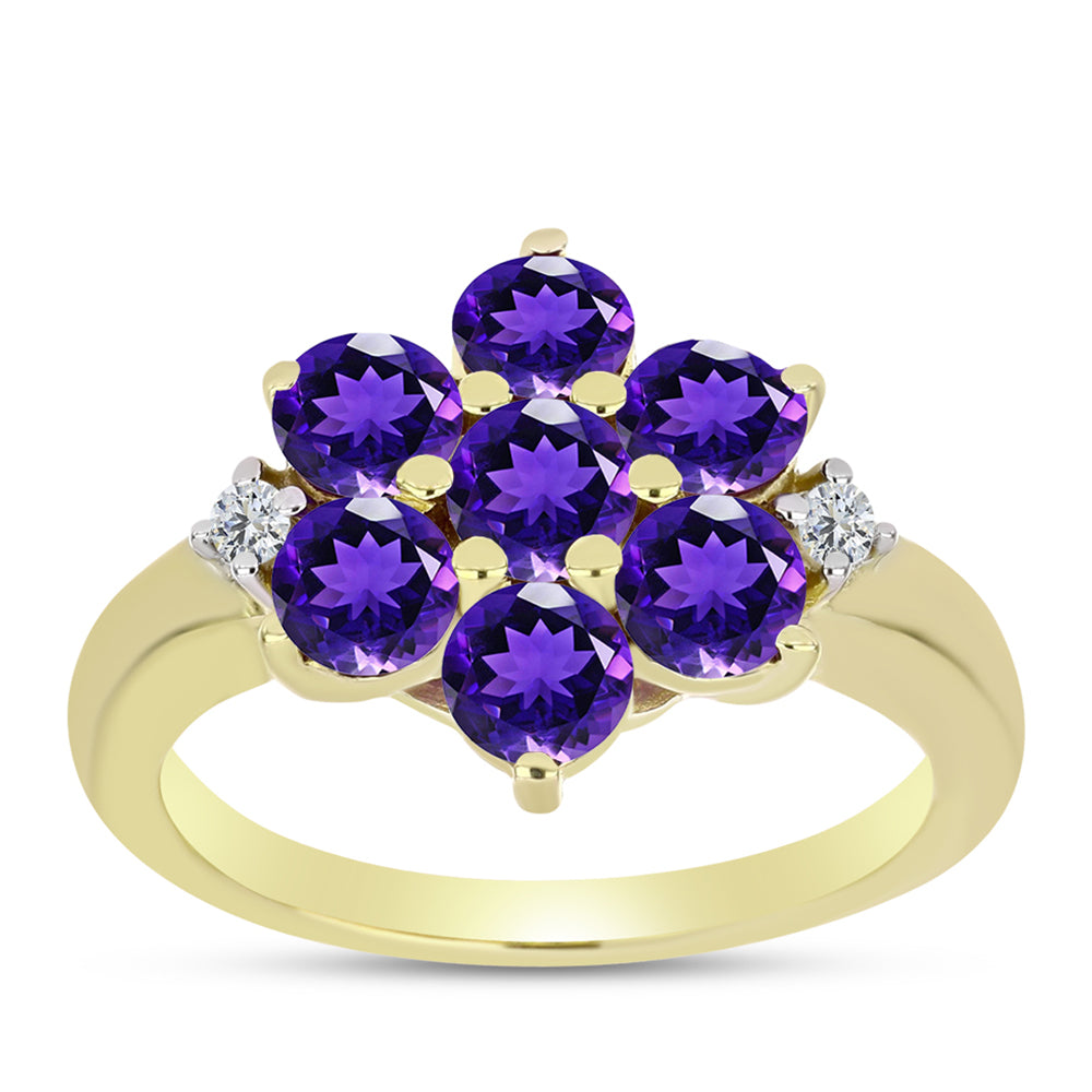Goldplattierter Silberring mit marokkanischem Amethyst und weißem Topas 3 