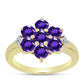 Goldplattierter Silberring mit marokkanischem Amethyst und weißem Topas