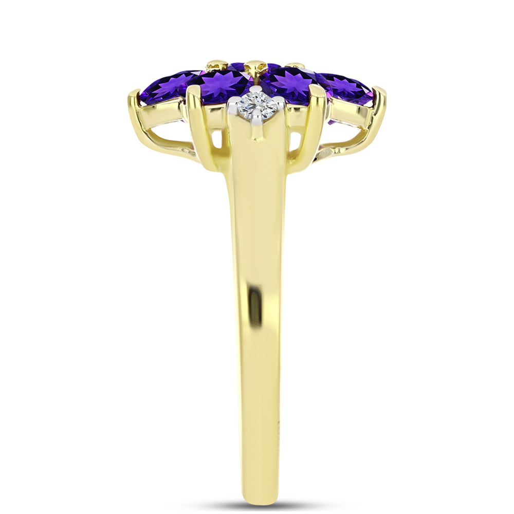 Goldplattierter Silberring mit marokkanischem Amethyst und weißem Topas 4 