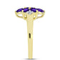 Goldplattierter Silberring mit marokkanischem Amethyst und weißem Topas