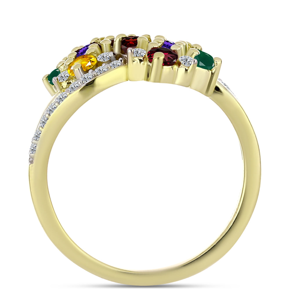 Goldplattierter Silberring mit marokkanischem Amethyst und Zitrin aus dem Ural 2 