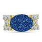 Goldplattierter Silberring mit blauer Druse und weißem Topas