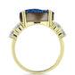 Goldplattierter Silberring mit blauer Druse und weißem Topas
