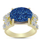 Goldplattierter Silberring mit blauer Druse und weißem Topas