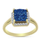 Goldplattierter Silberring mit blauer Druse und weißem Topas