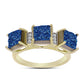 Goldplattierter Silberring mit blauer Druse und weißem Topas