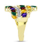 Goldplattierter Silberring mit marokkanischem Amethyst und Zitrin aus dem Ural