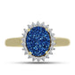 Goldplattierter Silberring mit blauer Druse und weißem Topas